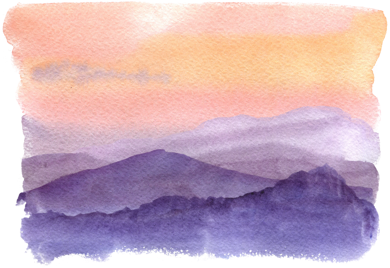 Watercolor mountains landscape